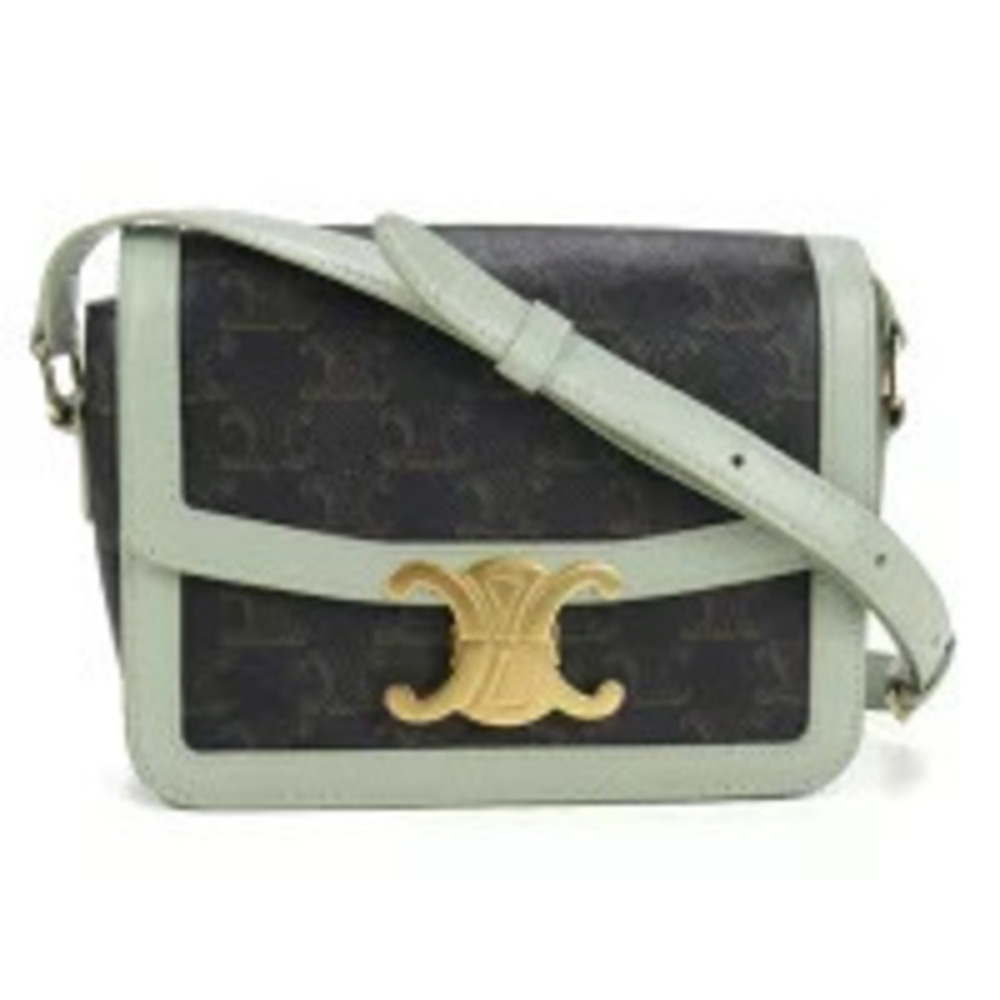 Celine Crossbody Bag Triomphe Canvas Leather Brown